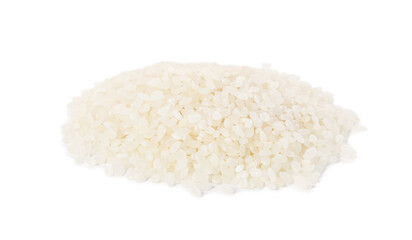 Heap of raw rice isolated on white