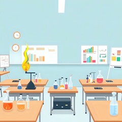 Lively Classroom Scene with Science and Finance Elements