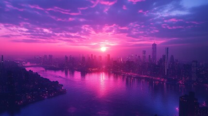 Fototapeta premium Neon City Sunset