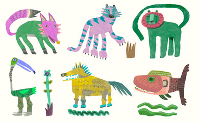 Animal wildlife watercolor vector illustration.	