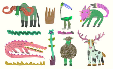 Animal wildlife watercolor vector illustration.	