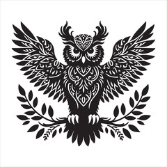 Obraz premium Owl silhouette on white background 