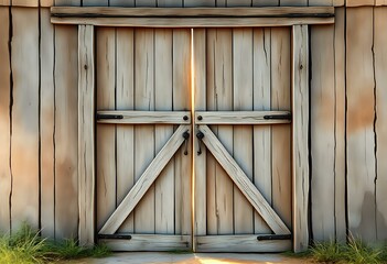 Unique Wooden Garage Door with Central Beam Accent