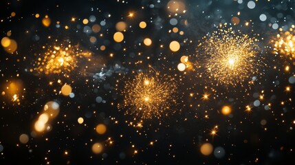 Stunning Golden Fireworks Display on Black Background, Perfect for Celebrating Special Events and Festive Occasions.
