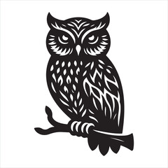 Owl silhouette on white background
