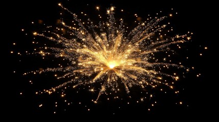 Stunning Golden Fireworks Display on Black Background, Perfect for Celebrating Special Events and Festive Occasions.