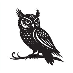 Owl silhouette on white background
