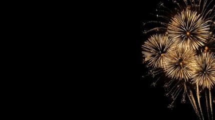 Fototapeta premium Stunning Golden Fireworks Display on Black Background, Perfect for Celebrating Special Events and Festive Occasions.