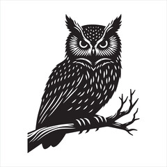 Owl silhouette on white background
