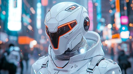 Fototapeta premium Futuristic Sci-Fi Cosplay in Urban Setting