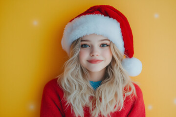 Young pretty woman with red Christmas hat
