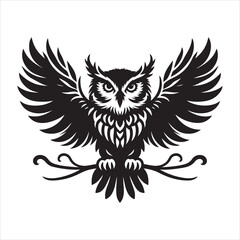 Naklejka premium Owl silhouette on white background 