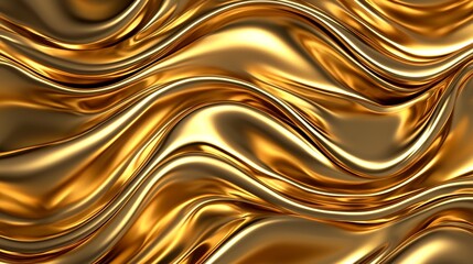 Shimmering Metallic Gold Waves Texture Background