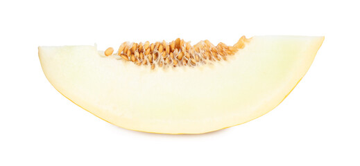 Slice of ripe melon isolated on white