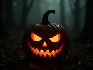 Halloween Spooky Scene 01 Carved Pumpkin