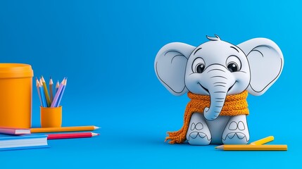 Cute Cartoon Elephant with Scarf Coloring Page
