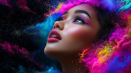 Graceful Female Model in Vibrant Portrait