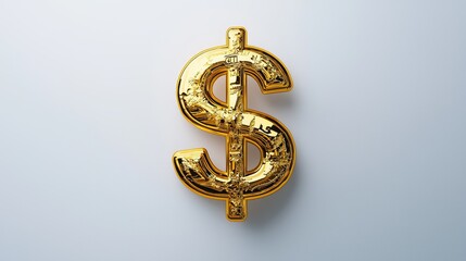 Gold Dollar Sign on Minimalist White Background