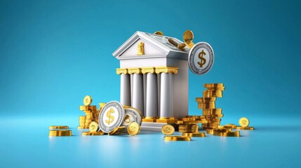 Vivid Flat Design of Money and Banking Concept