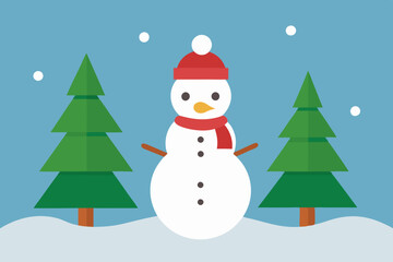 snowman and christmas tree