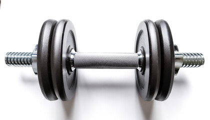 Dumbbell lying down, isolated on a white background