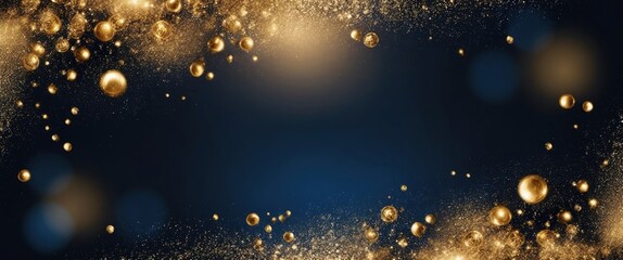 Elegant golden glitter background with sparkling bokeh lights, ideal for festive events, celebrations, and holiday designs.