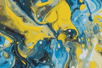 Yellow blue marble abstract vector background. Marble wallpaper design with natural, luxurious swirls. Eps 10