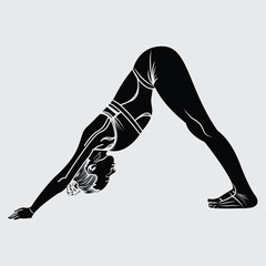 Yoga fitness Women Silhouettes Poses Vector Illustrations
