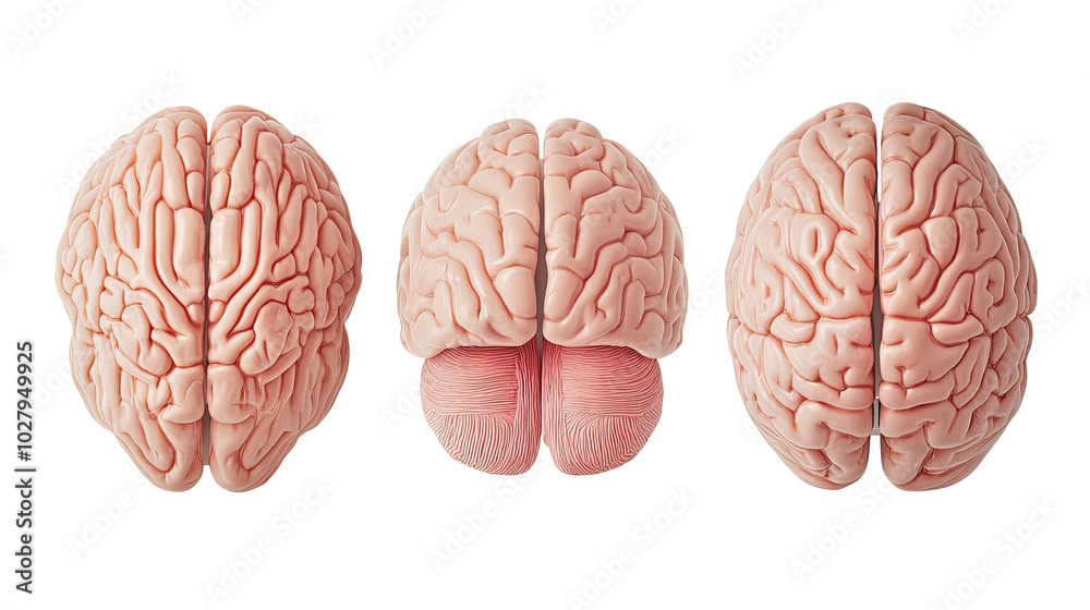 Poster set of three ai brain models isolated on a white background generative ai