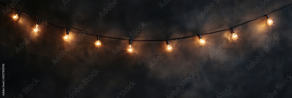 Poster detail of a christmas tree branch with soft bokeh lights. elegant holiday decoration.
