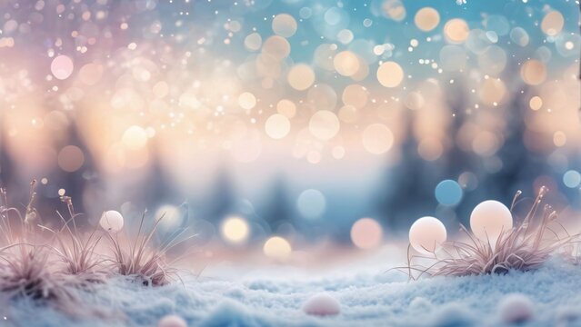 Winter, snow, forest, trees, bokeh, lights, magical, ethereal, dreamy, landscape, nature, cold, frosty, snowflakes, glowing, sparkle, enchanted, woodland, fairy tale, wonderland, peaceful, serene, twi
