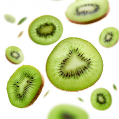 Fototapeta premium kiwi slices, on a white background