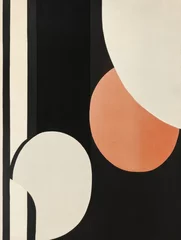 Papier peint photo Style Japandi The artwork showcases geometric shapes, primarily in black, white, and orange, highlighting a contemporary aesthetic  © pham