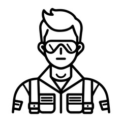 pilot icon or modern line symbol. Vector line art and icon design with bold outline. Black and white Pixel Perfect minimalistic symbol isolated white background. Silhouette simple thin sign