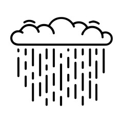 rain icon or modern line symbol. Vector line art and icon design with bold outline. Black and white Pixel Perfect minimalistic symbol isolated white background. Silhouette simple thin sign