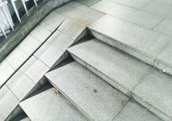 Accessible Public space staircase with Ramp for bike and stroller luggage - Stock Image