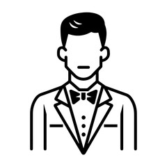 groom icon or modern line symbol. Vector line art and icon design with bold outline. Black and white Pixel Perfect minimalistic symbol isolated white background. Silhouette simple thin sign