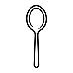 spoon icon or modern line symbol. Vector line art and icon design with bold outline. Black and white Pixel Perfect minimalistic symbol isolated white background. Silhouette simple thin sign