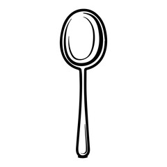 spoon icon or modern line symbol. Vector line art and icon design with bold outline. Black and white Pixel Perfect minimalistic symbol isolated white background. Silhouette simple thin sign