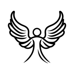 angel icon or modern line symbol. Vector line art and icon design with bold outline. Black and white Pixel Perfect minimalistic symbol isolated white background. Silhouette simple thin sign
