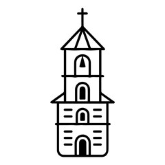 belfry icon or modern line symbol. Vector line art and icon design with bold outline. Black and white Pixel Perfect minimalistic symbol isolated white background. Silhouette simple thin sign