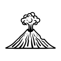 volcano icon or modern line symbol. Vector line art and icon design with bold outline. Black and white Pixel Perfect minimalistic symbol isolated white background. Silhouette simple thin sign