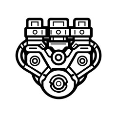 engine icon or modern line symbol. Vector line art and icon design with bold outline. Black and white Pixel Perfect minimalistic symbol isolated white background. Silhouette simple thin sign