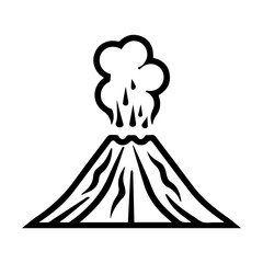 volcano icon or modern line symbol. Vector line art and icon design with bold outline. Black and white Pixel Perfect minimalistic symbol isolated white background. Silhouette simple thin sign