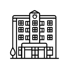 Fototapeta premium hotel icon or modern line symbol. Vector line art and icon design with bold outline. Black and white Pixel Perfect minimalistic symbol isolated white background. Silhouette simple thin sign