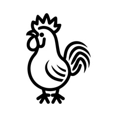 rooster icon or modern line symbol. Vector line art and icon design with bold outline. Black and white Pixel Perfect minimalistic symbol isolated white background. Silhouette simple thin sign