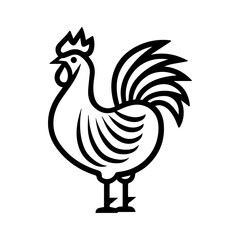 rooster icon or modern line symbol. Vector line art and icon design with bold outline. Black and white Pixel Perfect minimalistic symbol isolated white background. Silhouette simple thin sign