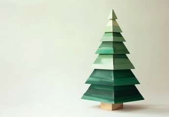 Fototapeta premium Christmas Tree Made of Simple Geometric Shapes on a White Background, Perfect for Modern Holiday Decor.