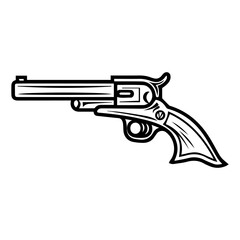 Gun icon or modern line symbol. Vector line art and icon design with bold outline. Black and white Pixel Perfect minimalistic symbol isolated white background. Silhouette simple thin sign