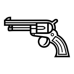 Gun icon or modern line symbol. Vector line art and icon design with bold outline. Black and white Pixel Perfect minimalistic symbol isolated white background. Silhouette simple thin sign